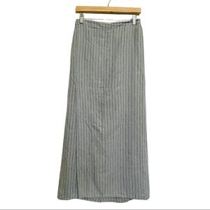 VTG FLAX Jeanne Engelhart Long Maxi Linen Skirt Gray Pinstriped Small